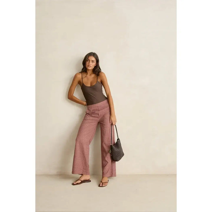 Rhythm Lucy Check Wide Leg Pants