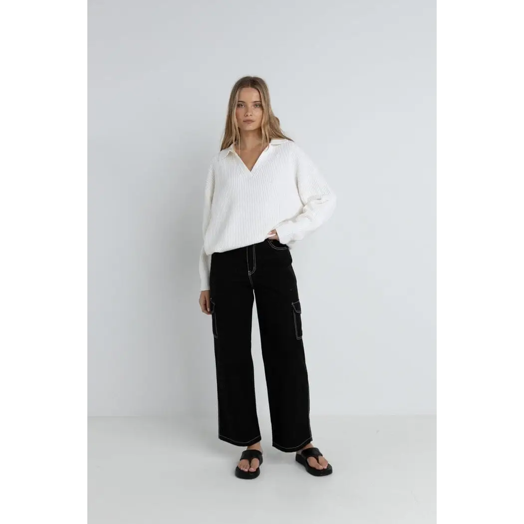 Rhythm Muse V-Neck Collared Jumper 