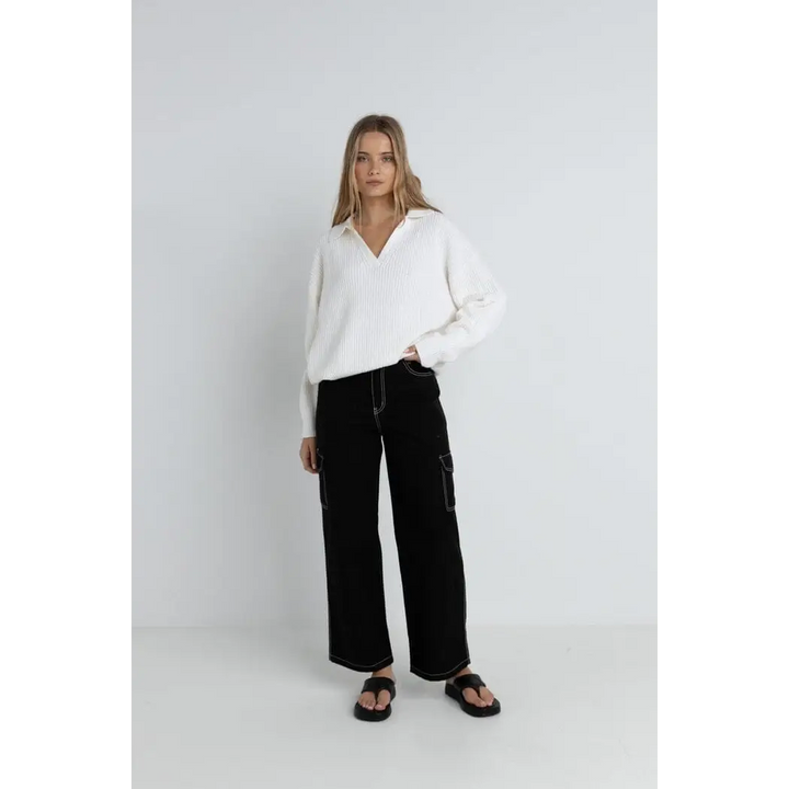 Rhythm Muse V-Neck Collared Jumper 