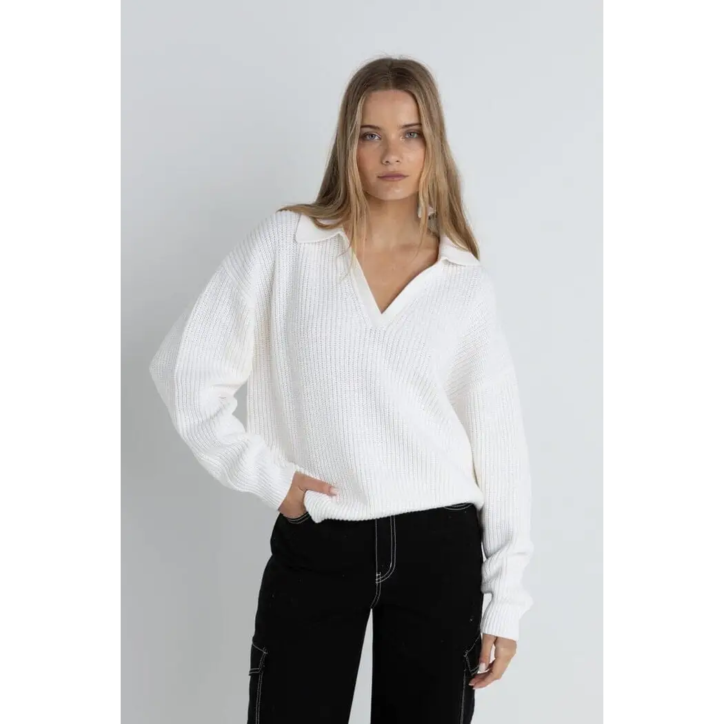 Rhythm Muse V-Neck Collared Jumper 