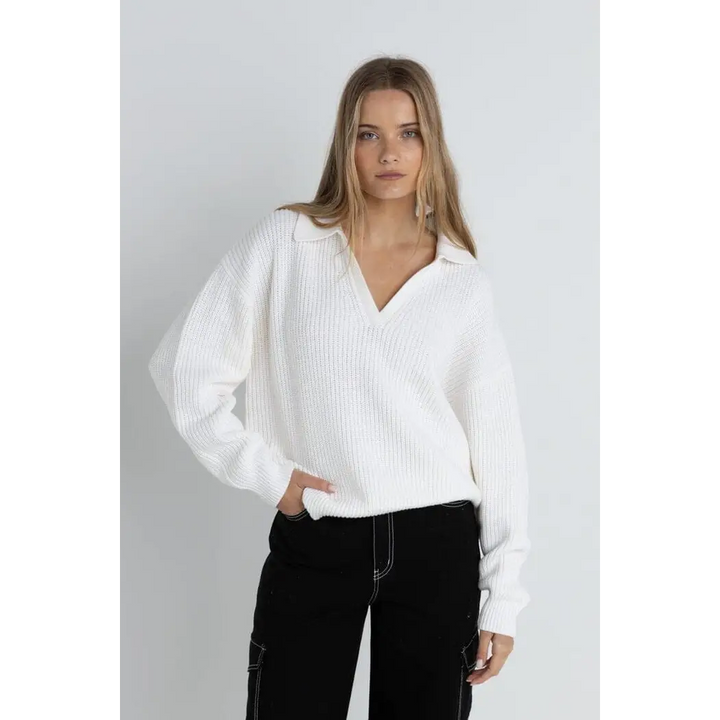 Rhythm Muse V-Neck Collared Jumper 