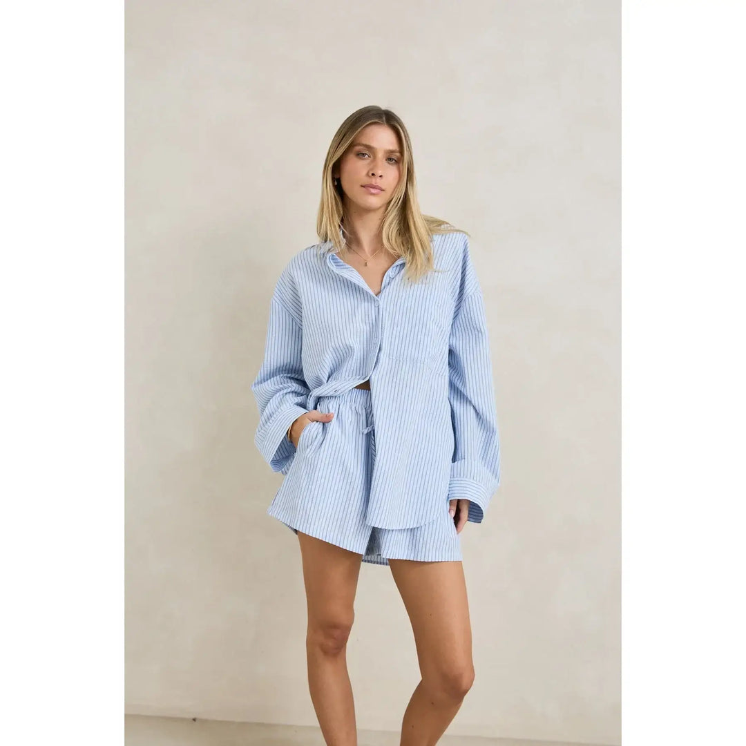 Rhythm Overswim Stripe Shirt - Blue