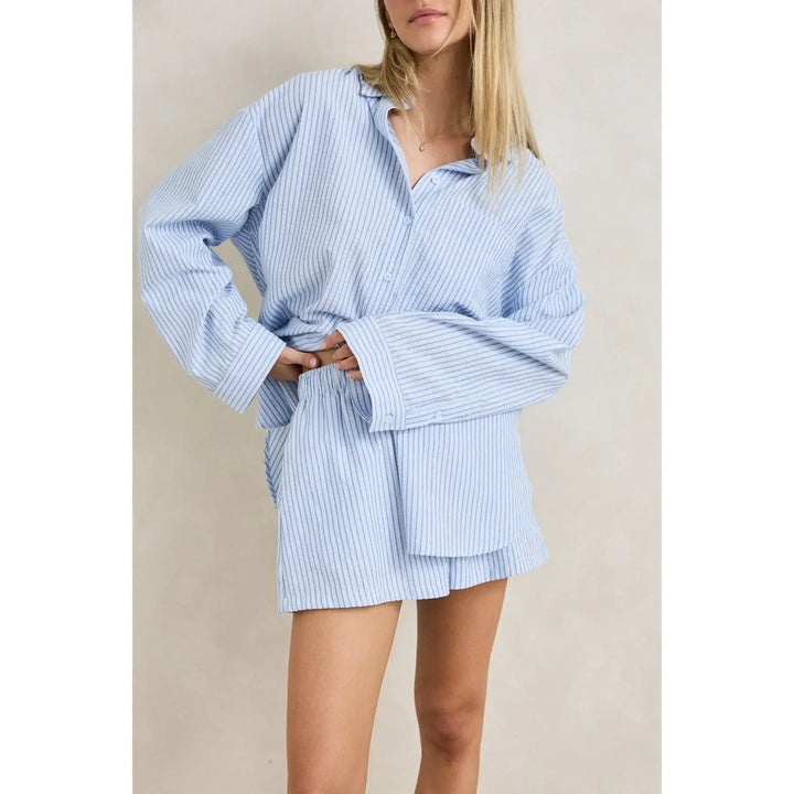 Rhythm Overswim Stripe Shirt - Blue
