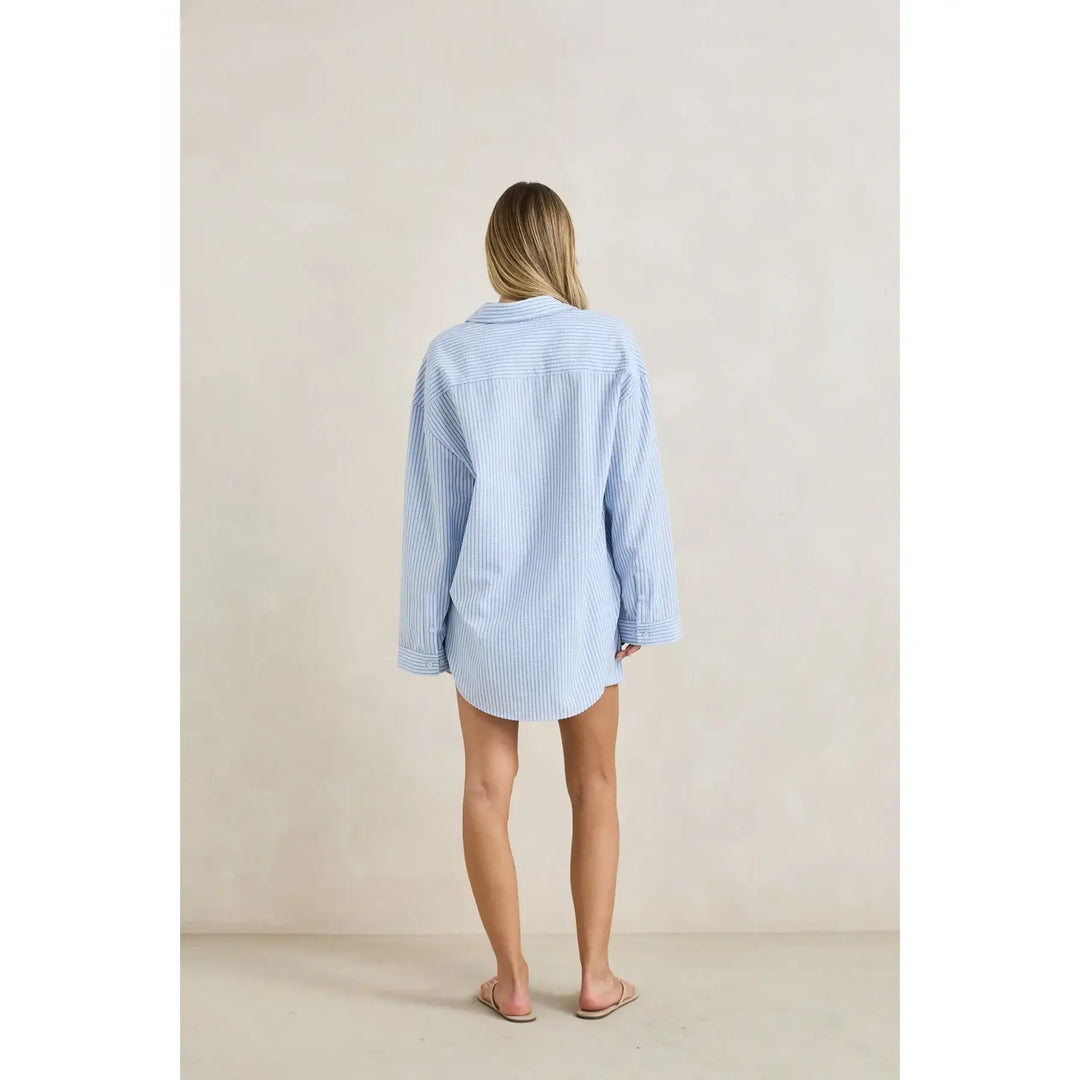 Rhythm Overswim Stripe Shirt - Blue