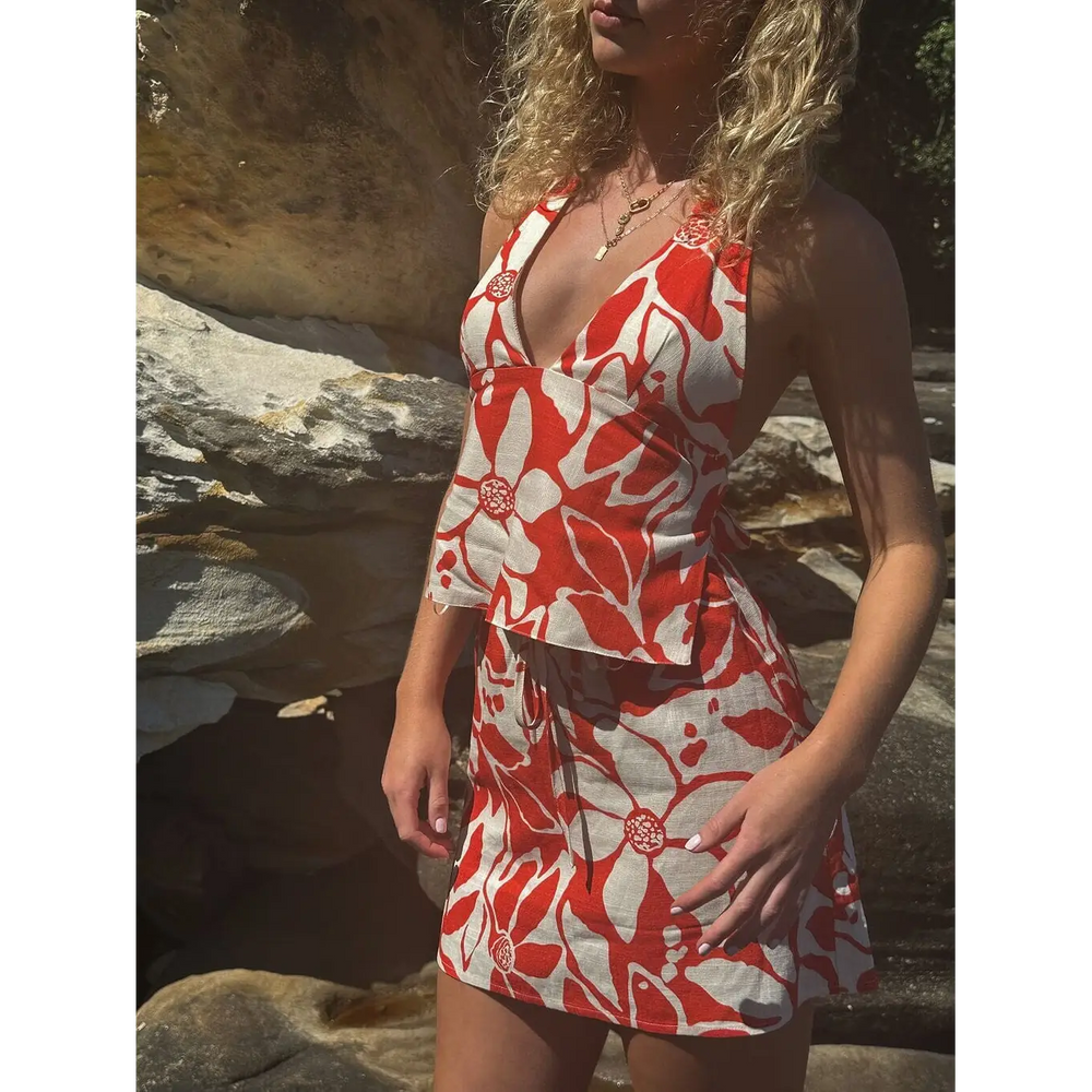 Rhythm Poppy Floral Halter Top 