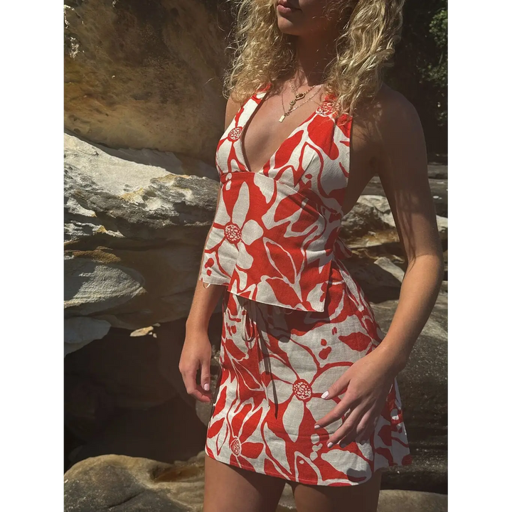 Rhythm Poppy Floral Halter Top 