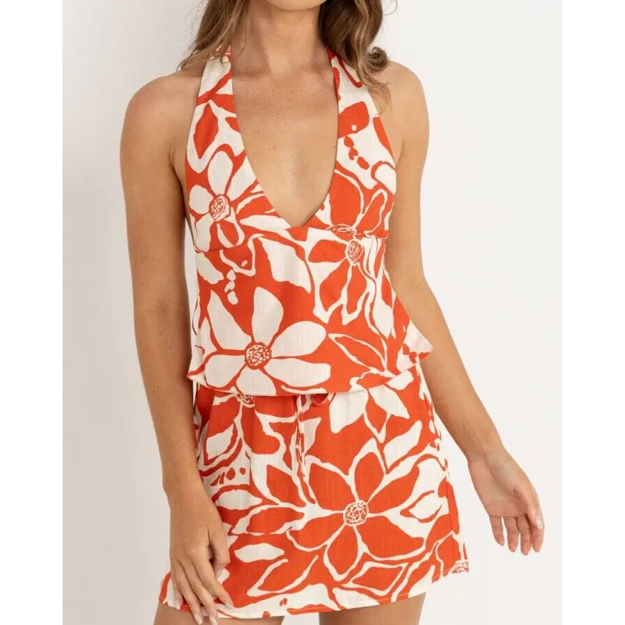 Rhythm Poppy Floral Halter Top 