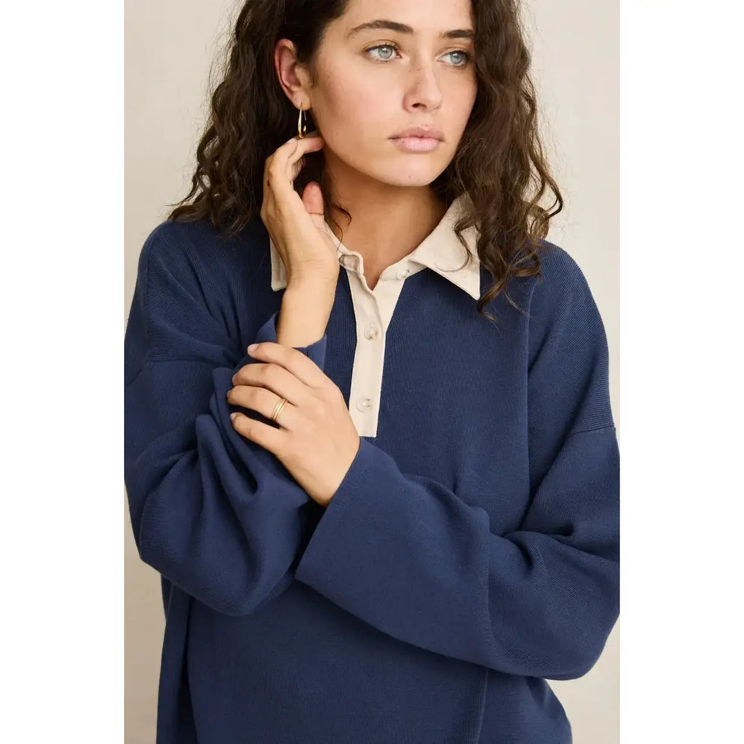 Rhythm Rugby Polo Knit Sweater - Navy