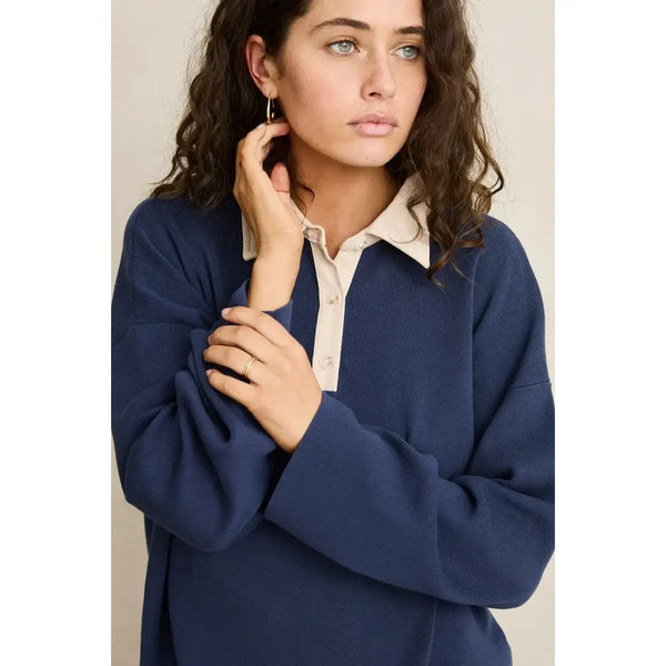 Rhythm Rugby Polo Knit Sweater - Navy