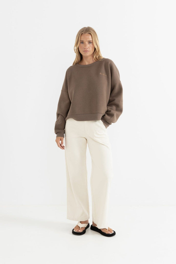 Rhythm Slouchy Crew Neck Fleece Sweatshirt 