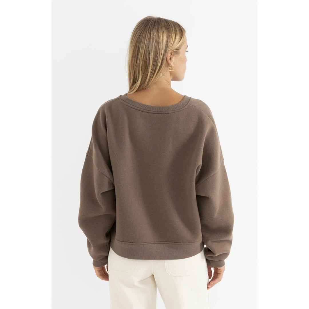 Rhythm Slouchy Crew Neck Fleece Sweatshirt 