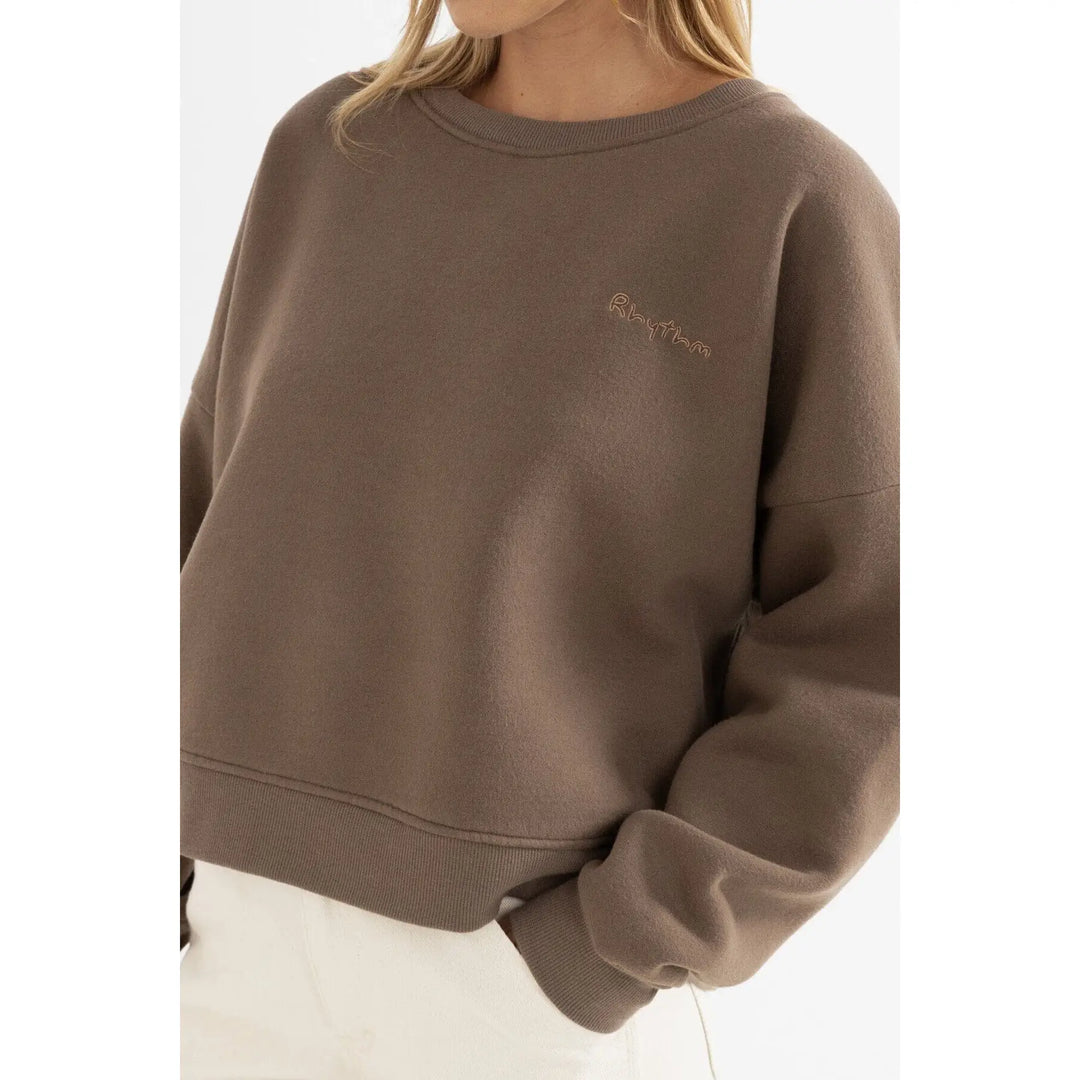 Rhythm Slouchy Crew Neck Fleece Sweatshirt 