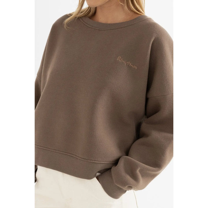 Rhythm Slouchy Crew Neck Fleece Sweatshirt 