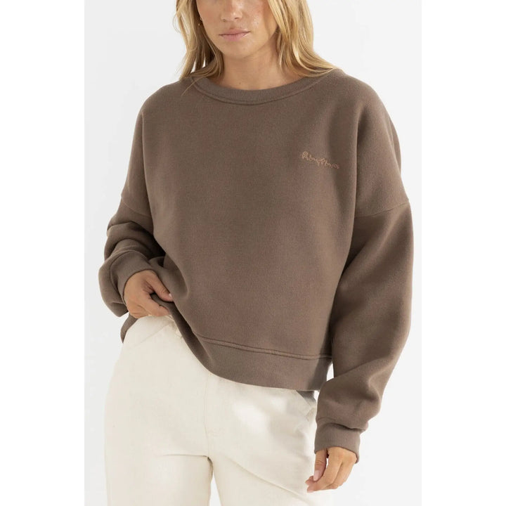 Rhythm Slouchy Crew Neck Fleece Sweatshirt 