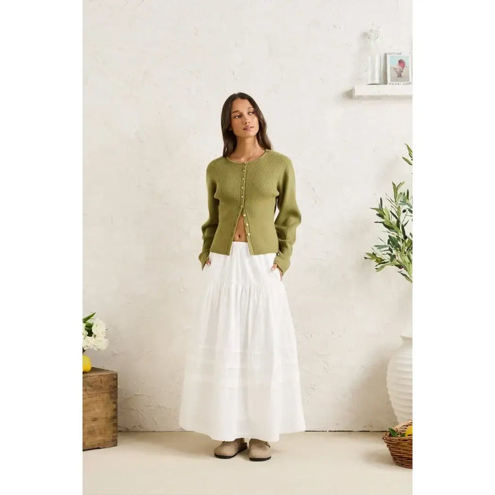 Rhythm Solene Ruffle Midi Skirt
