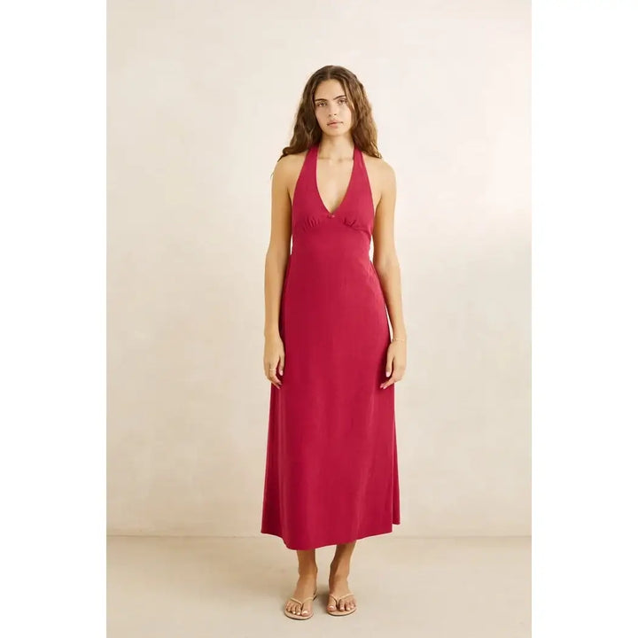 Rhythm Sunny Days Linen Halter Neck Maxi Dress