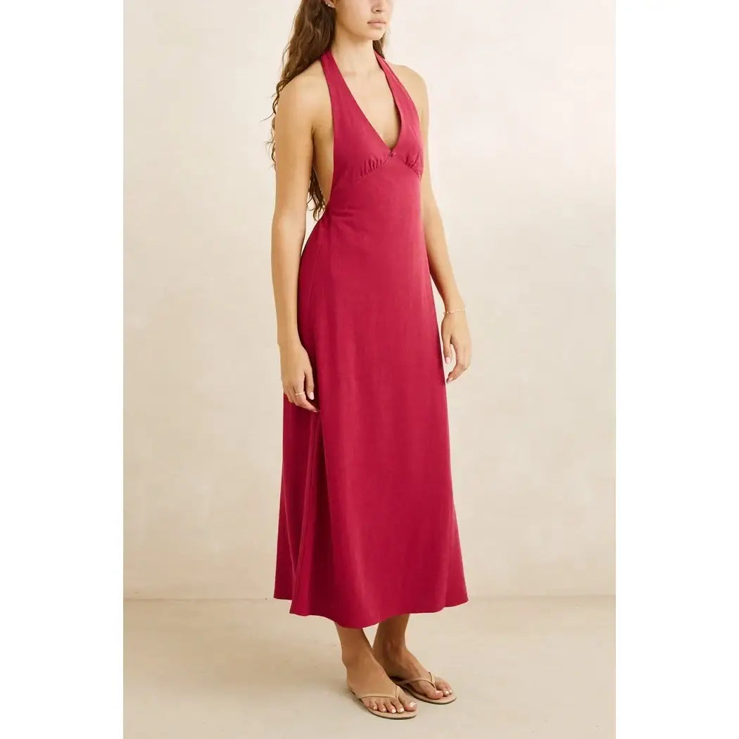 Rhythm Sunny Days Linen Halter Neck Maxi Dress