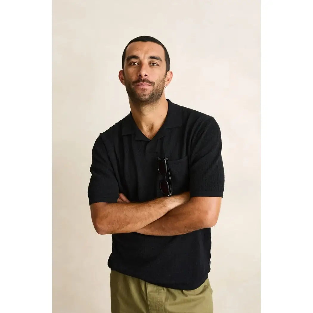 Rhythm Textured Knit Johnny Polo