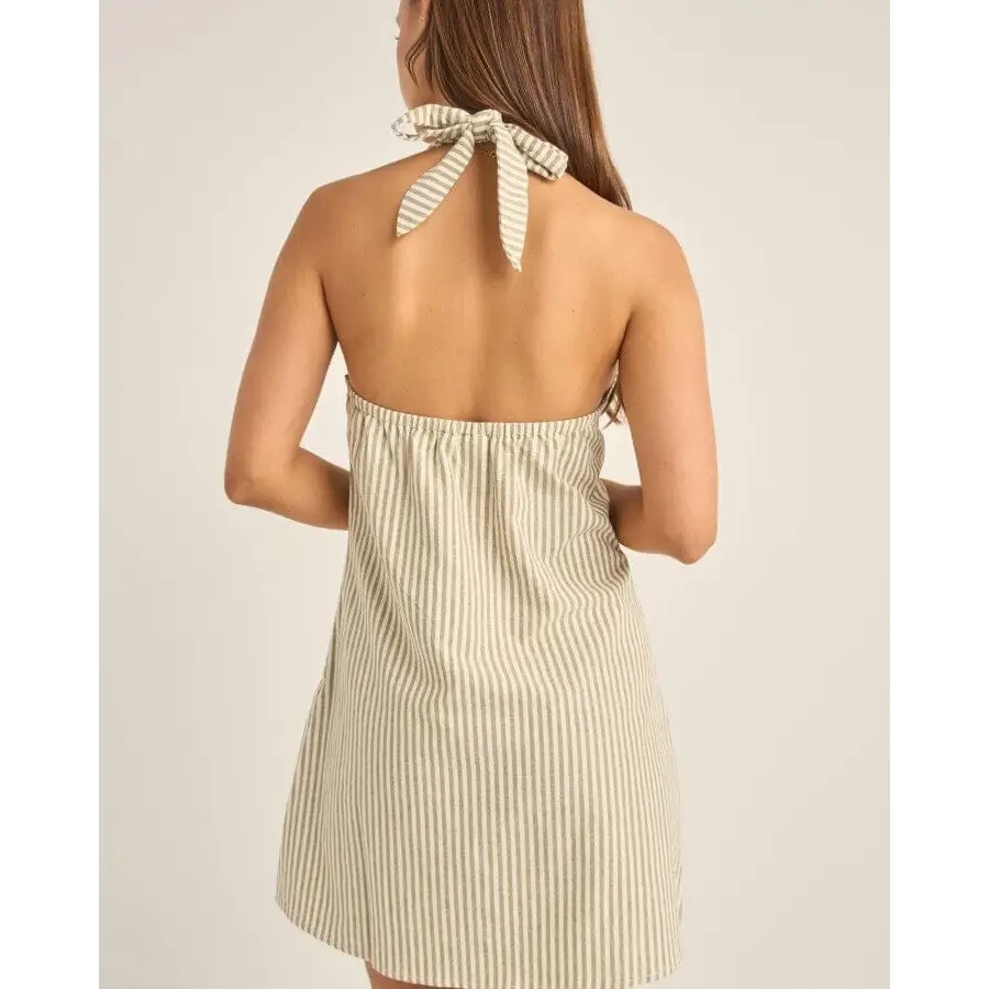 Rhythm Valley Stripe Halter Mini Dress 
