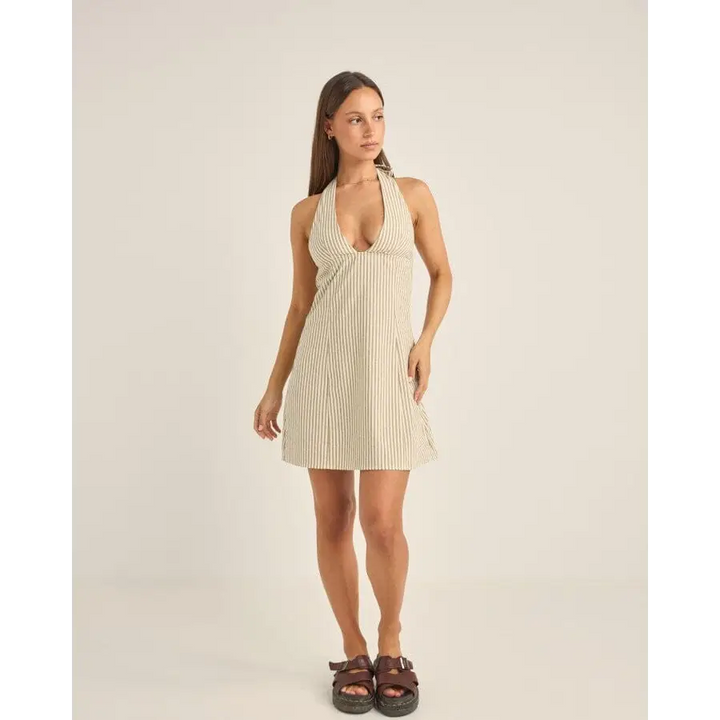 Rhythm Valley Stripe Halter Mini Dress 