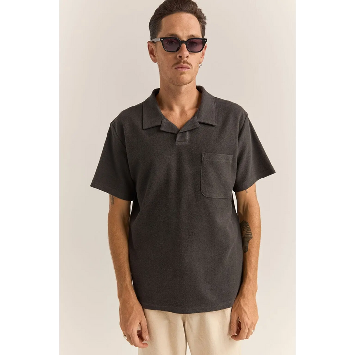 Rhythm Vintage Terry Polo Shirt Vintage Black S 