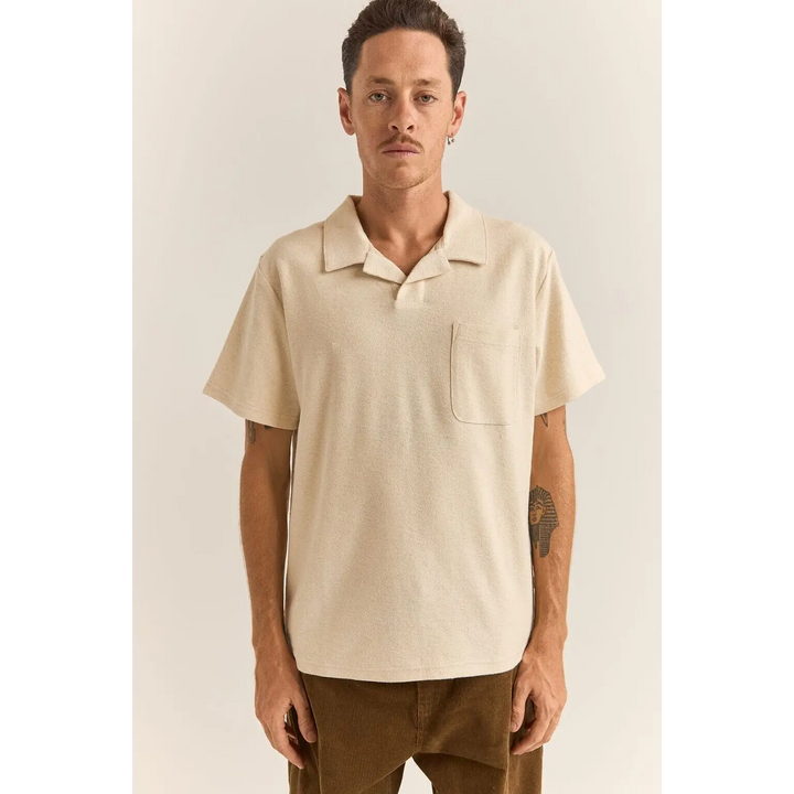 Rhythm Vintage Terry Polo Shirt Natural S 