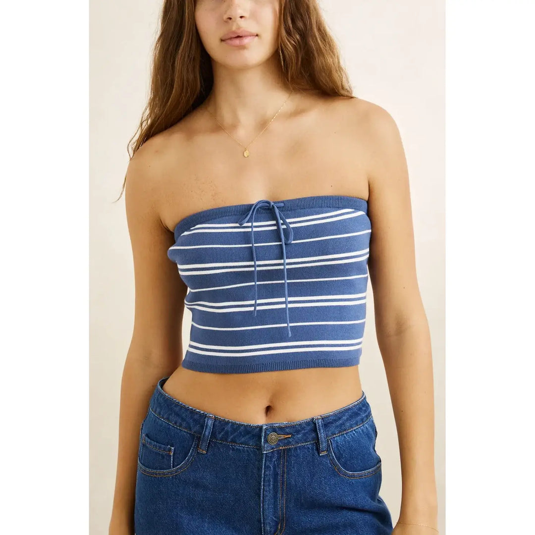 Rhythm Vista Stripe Strapless Knit Top