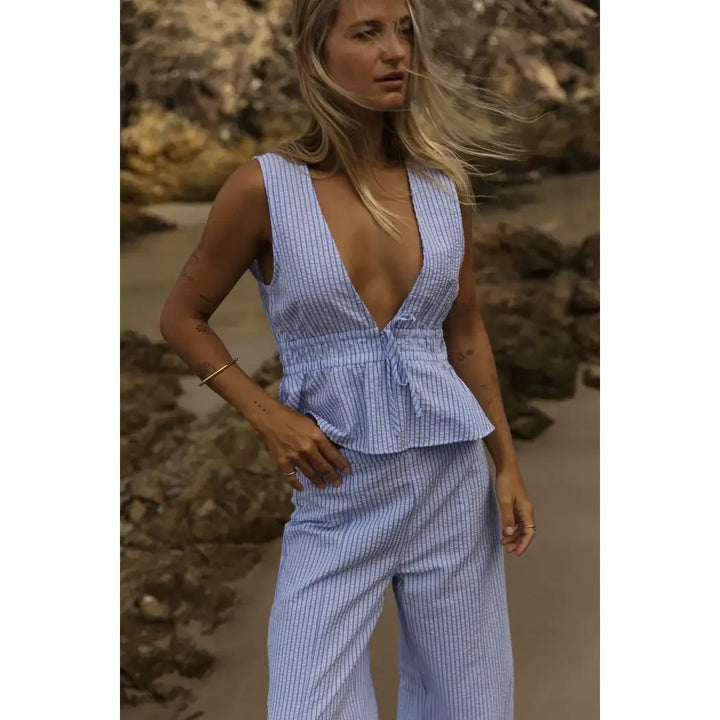 Rhythm Vista Stripe Tie Front Top