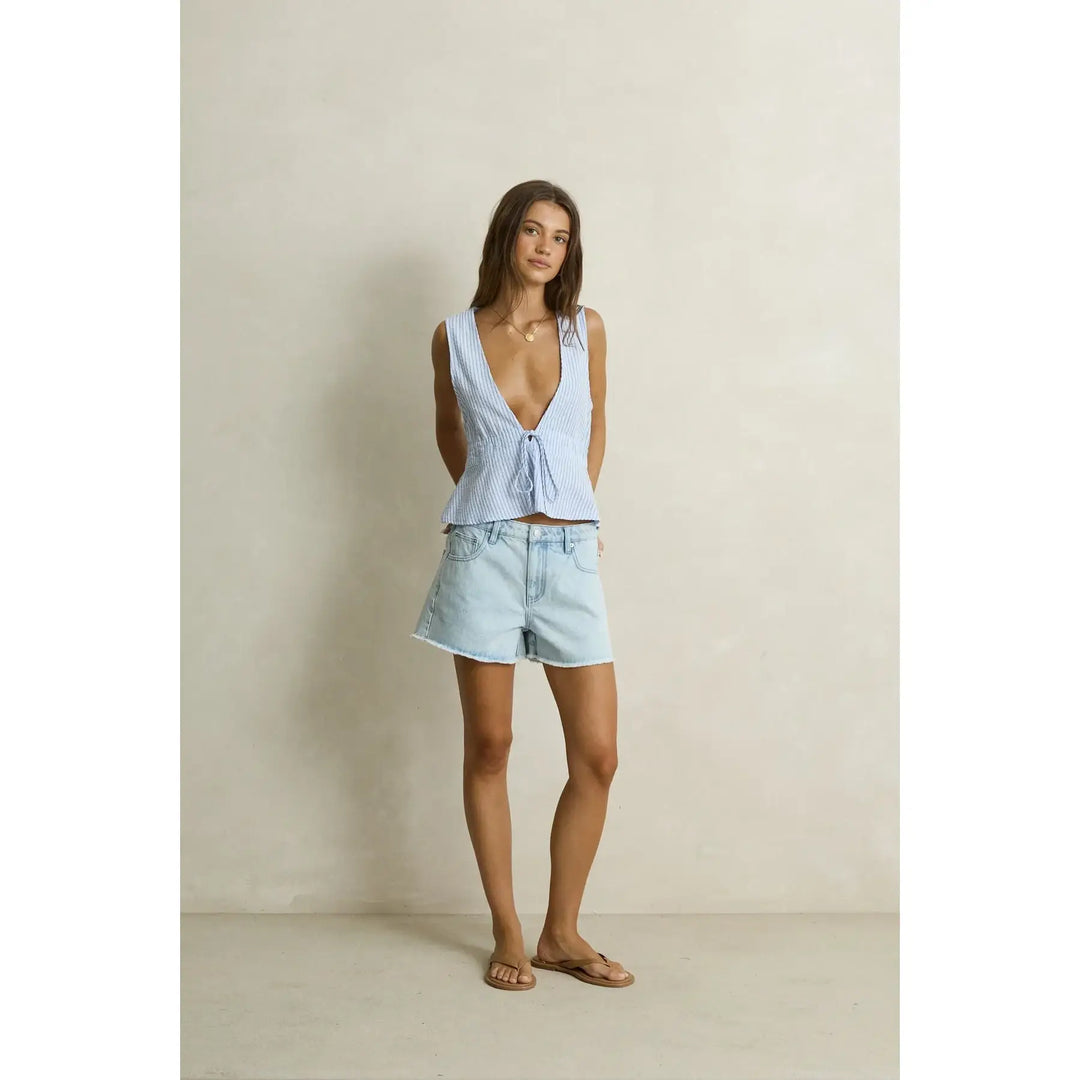 Rhythm Vista Stripe Tie Front Top