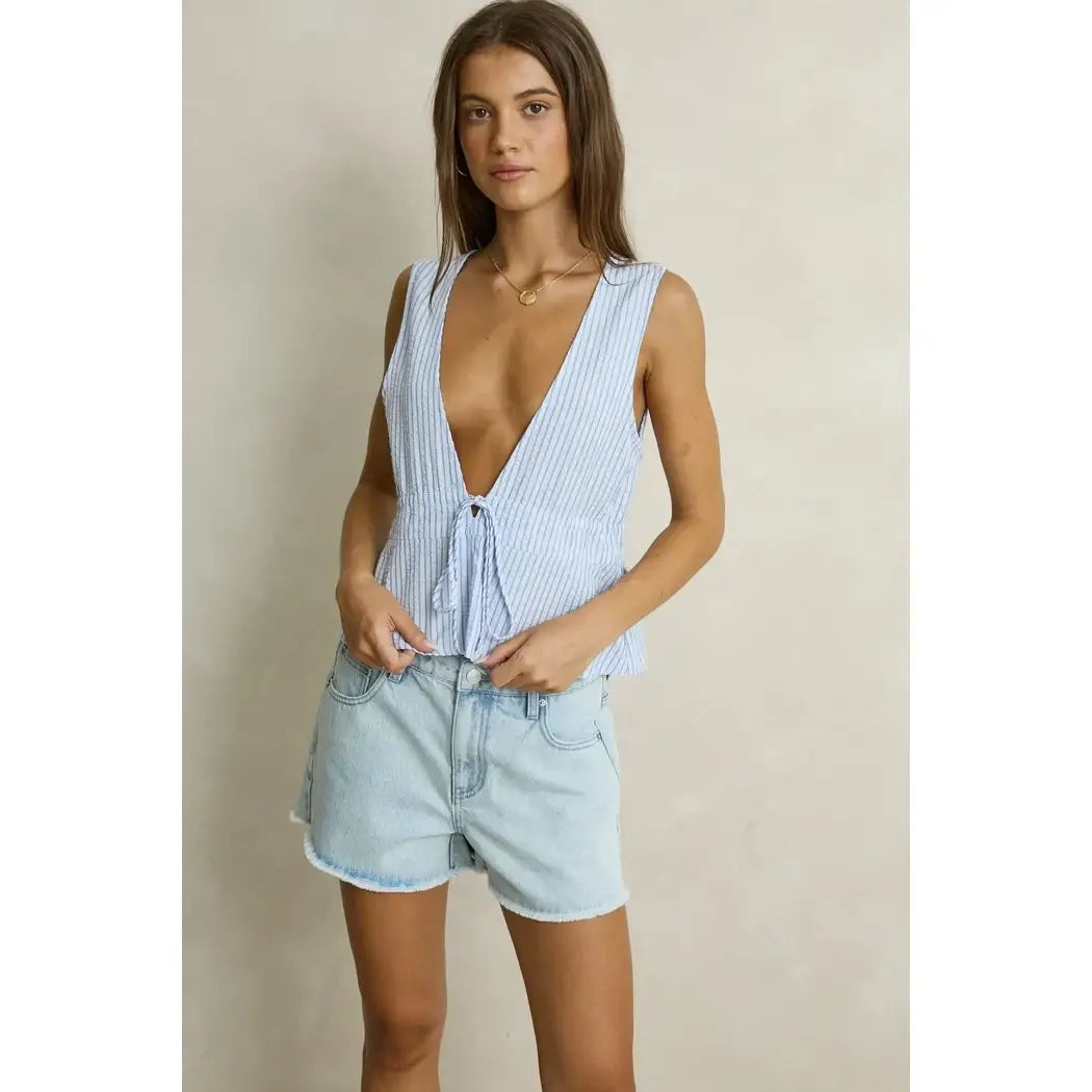 Rhythm Vista Stripe Tie Front Top