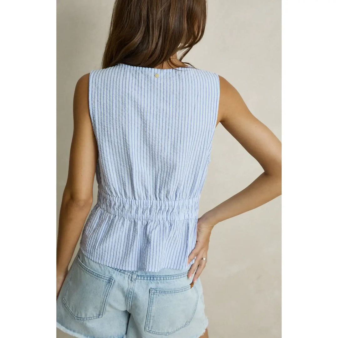 Rhythm Vista Stripe Tie Front Top