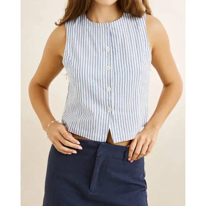 Rhythm Vista Stripe Vest - Blue / 6