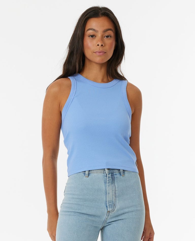 Rip Curl Classic Ribbed Tank Top Mid Blue XS 