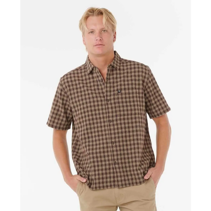Rip Curl Classic Surf Check Shirt Khaki Rock S 