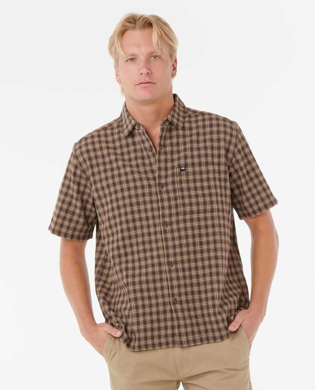 Rip Curl Classic Surf Check Shirt Khaki Rock S 