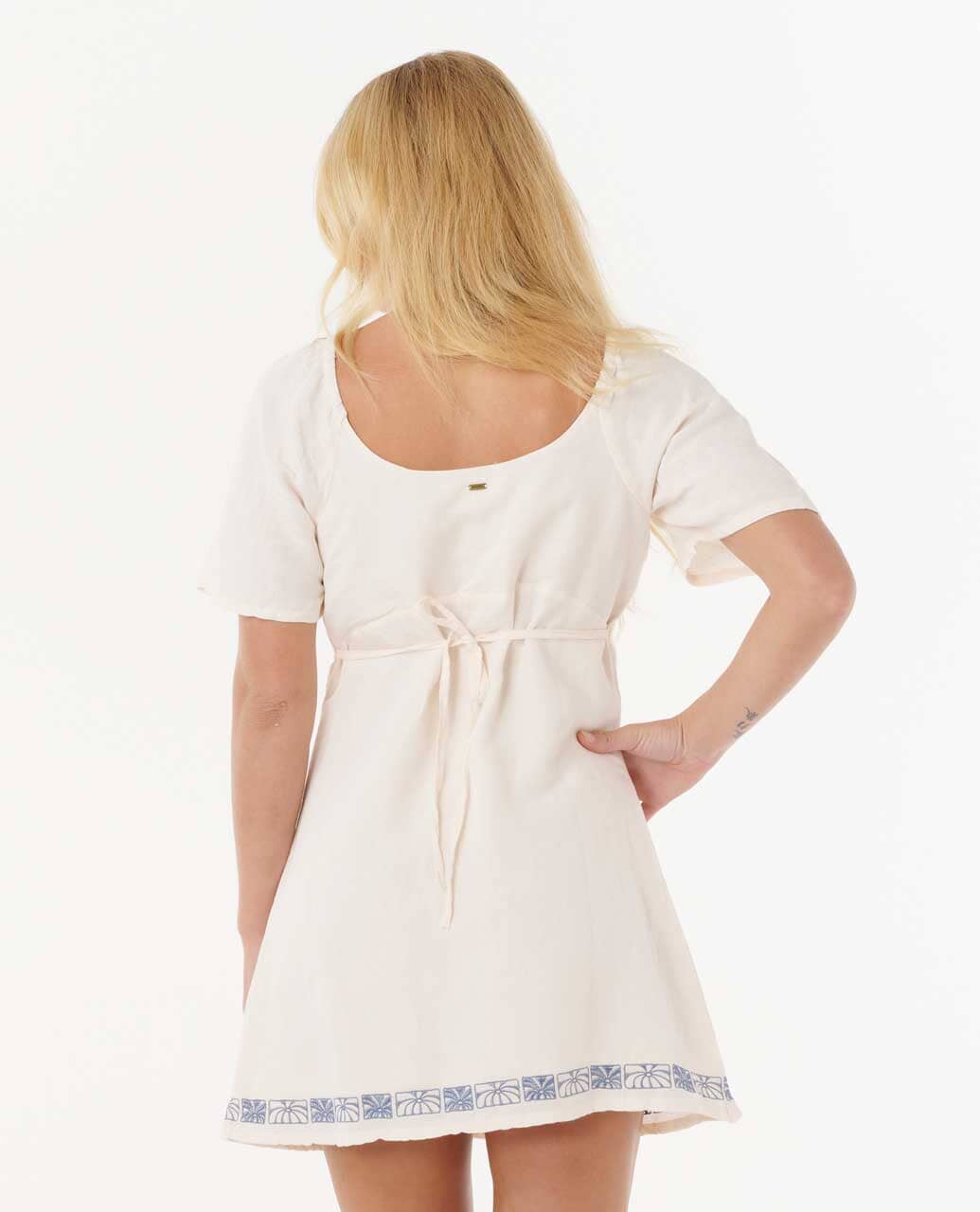 Rip Curl Oceanic Embroidered Short Sleeve Mini Dress 