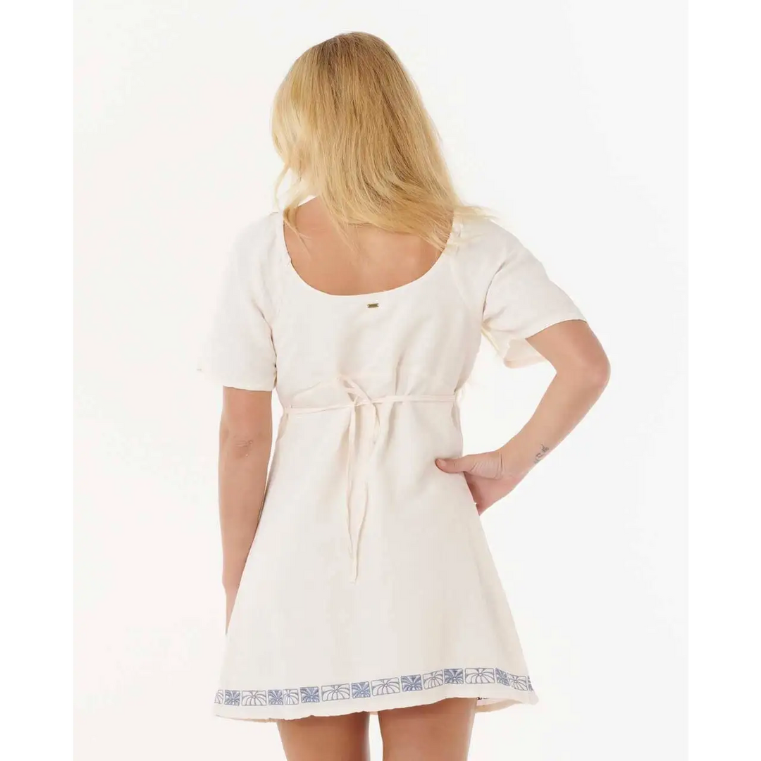 Rip Curl Oceanic Embroidered Short Sleeve Mini Dress 