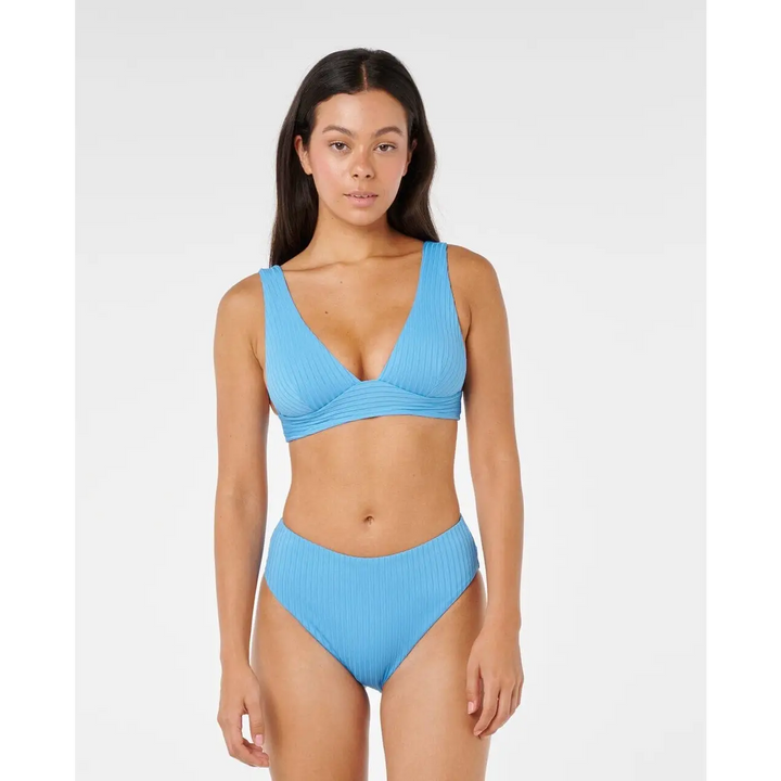 Rip Curl Premium Surf D-DD Deep V Retro High Good Bikini Azure Blue XS 