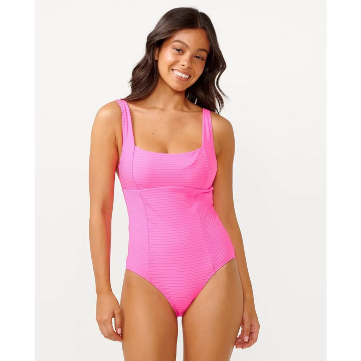 Rip Curl Premium Surf D-DD Full Coverage One Piece Swimsuit Hot Pink XL 