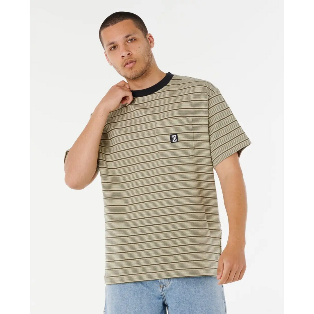 Rip Curl Search Stripe T-Shirt Khaki Sand S 