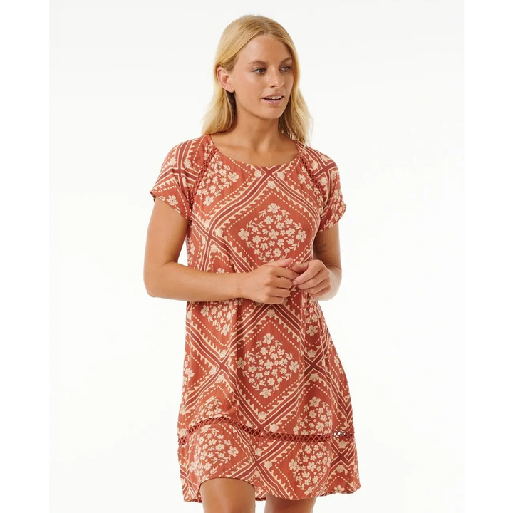 Rip Curl Soleil Shift Dress Rust XS 