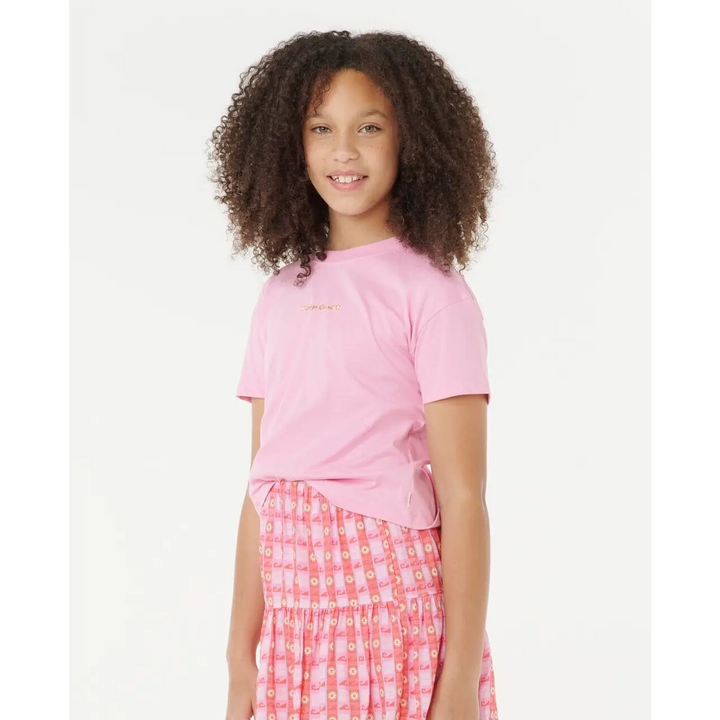 Rip Curl Sunset Skies Youth T-Shirt Bright Pink 8Y 