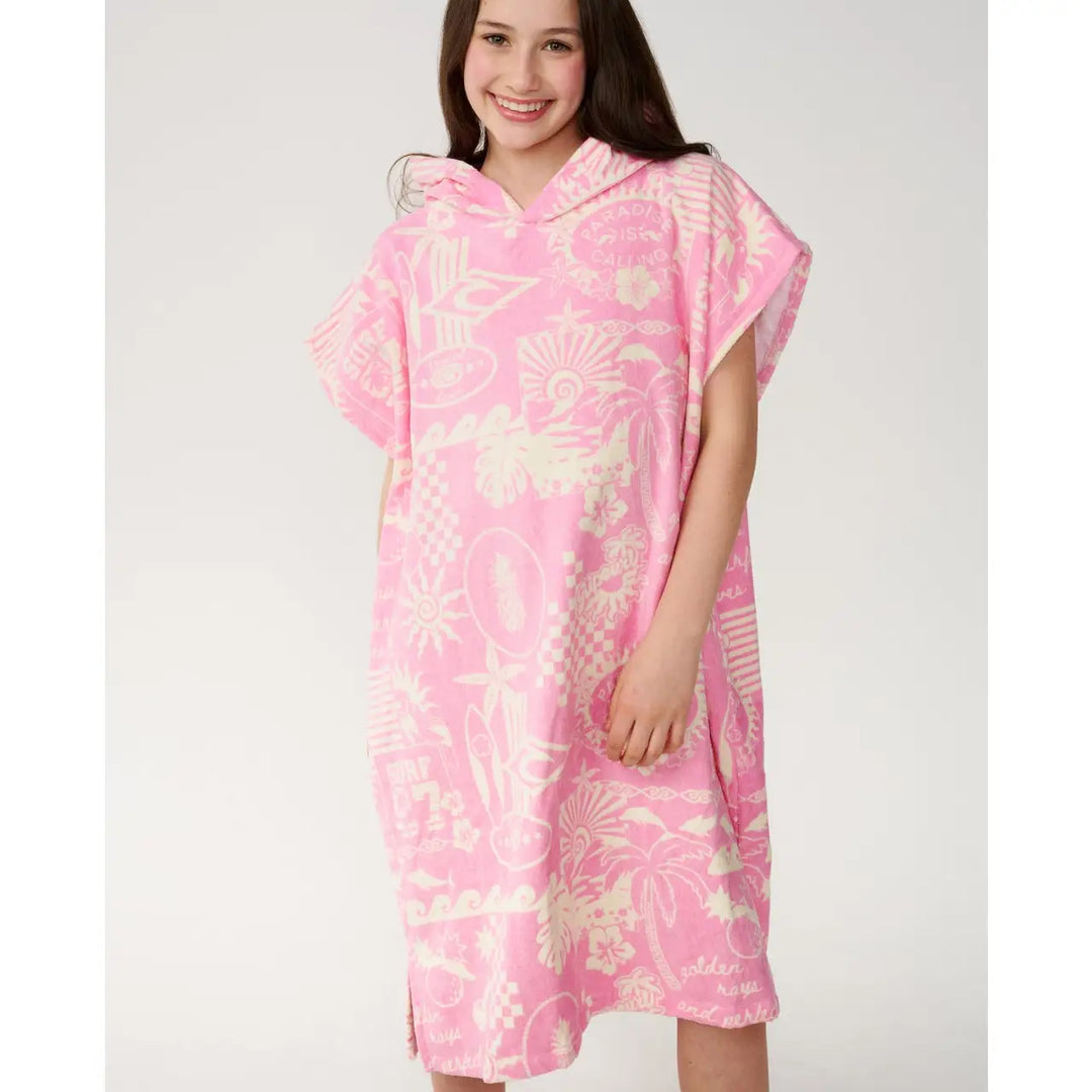 Rip Curl Youth Mixed Hooded Towel - Natural / Pink