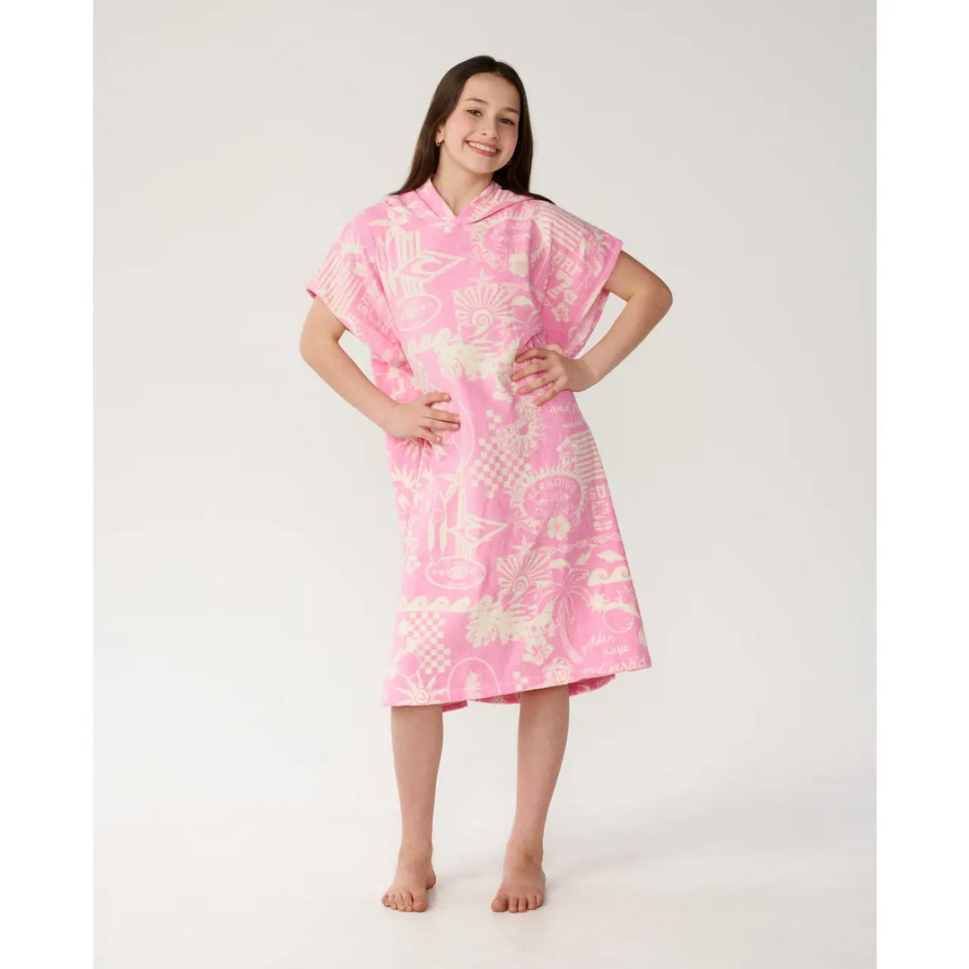 Rip Curl Youth Mixed Hooded Towel - Natural / Pink