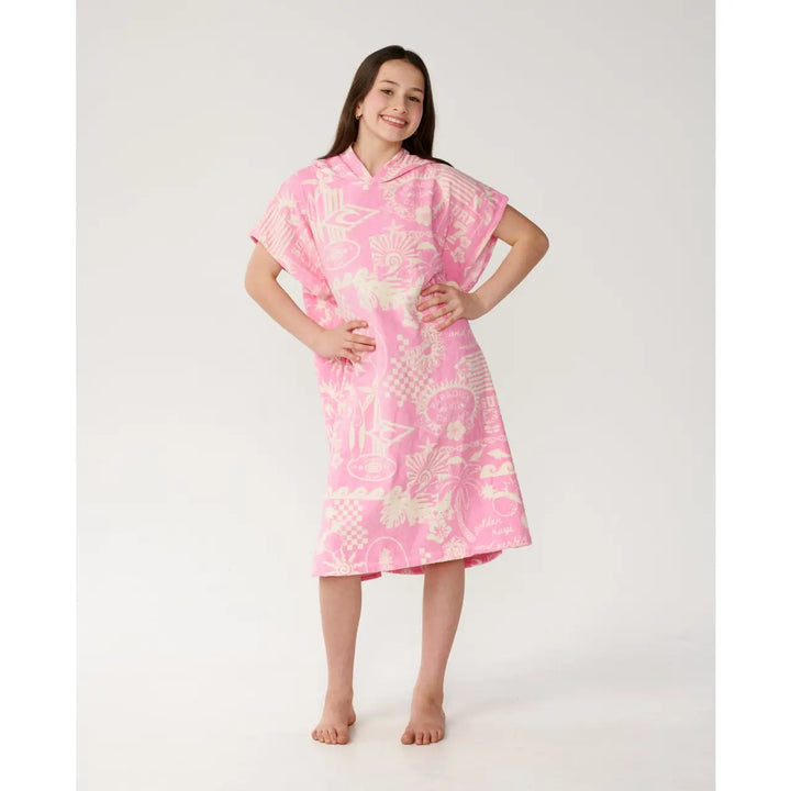 Rip Curl Youth Mixed Hooded Towel - Natural / Pink