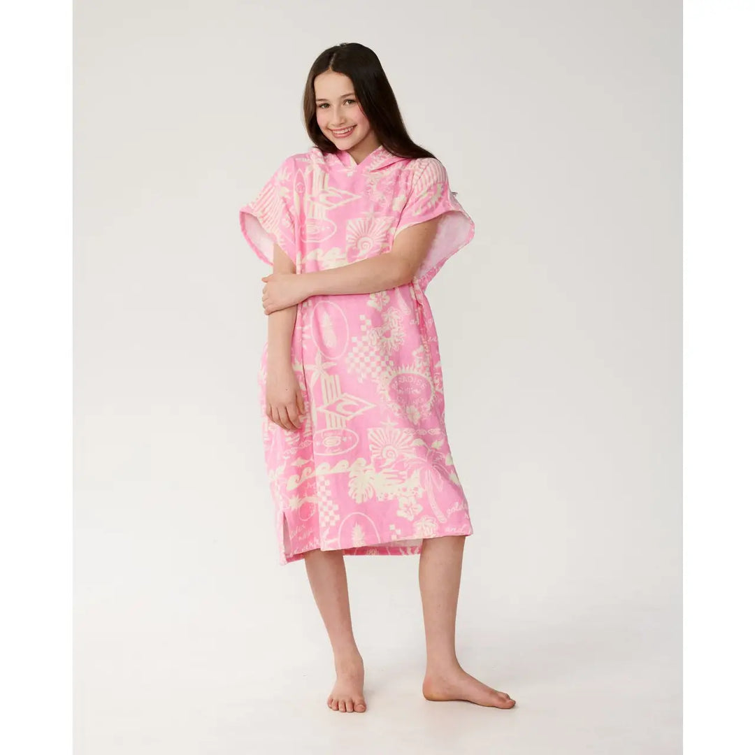 Rip Curl Youth Mixed Hooded Towel - Natural / Pink