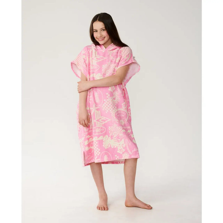 Rip Curl Youth Mixed Hooded Towel - Natural / Pink