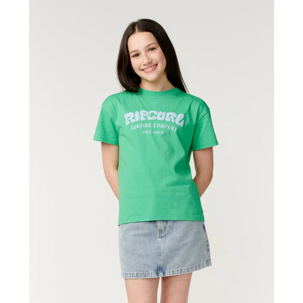 Rip Curl Youth Surf Puff Relaxed T-Shirt - Green / 8Y