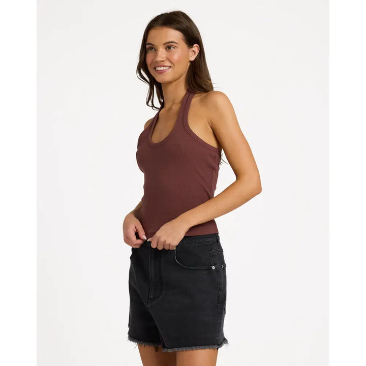 Roxy Base Rib Halter Tank Top