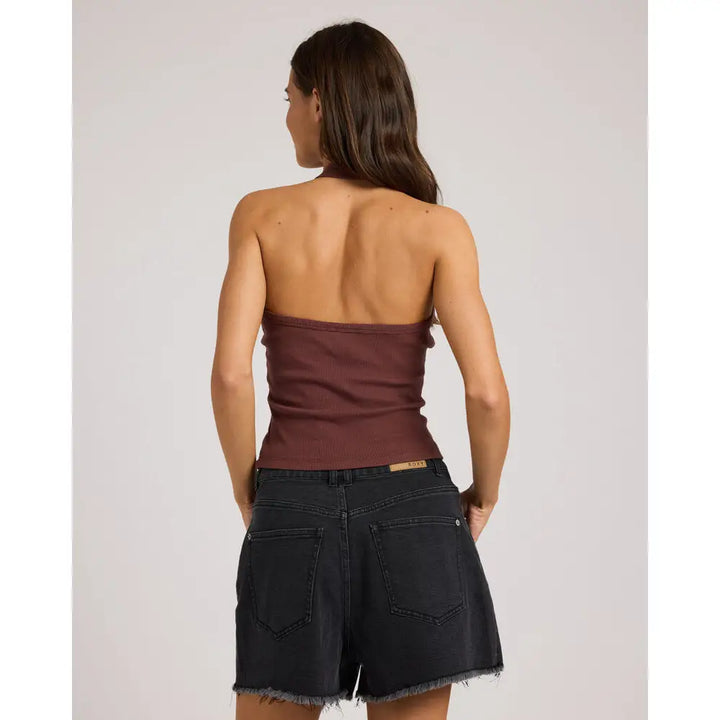 Roxy Base Rib Halter Tank Top